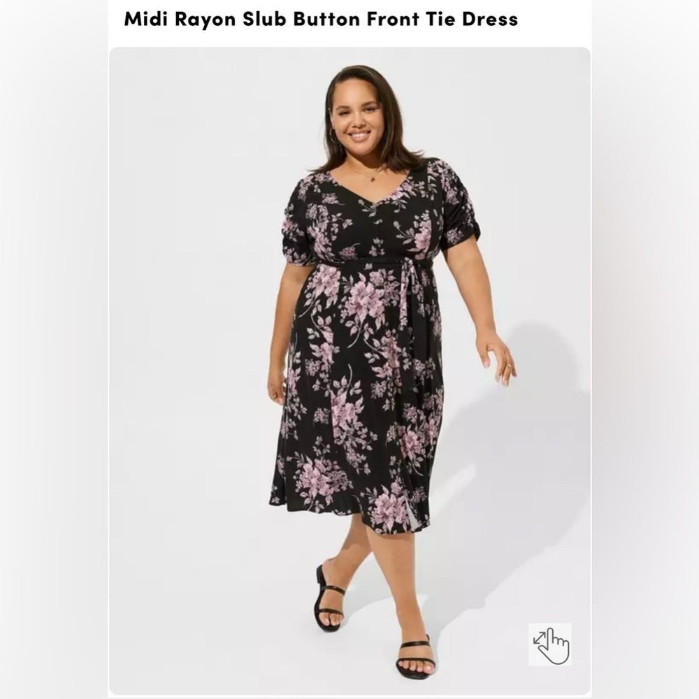 NWT Floral Rayon Tie Midi Dress with Pockets Size 1